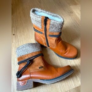 Women’s Rieker Brown Leather Ankle boots lined Size 36 (5.5)